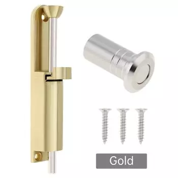 5.5 Inch Zinc Alloy Spring Loaded Sliding Door Lock Heavy Duty Barrel Latch Includes Dust Canister 3 Screws Universal золотой