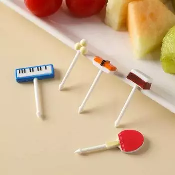 5/6/10Pcs Fruit Fork Reusable Cartoon Cute Chick Food Selection Mini Dessert Toothpick Daily Use B