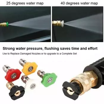 5/6pcs Quick Connector Car Washing Nozzles Metal Jet Lance Nozzle High Pressure Washer Spray Nozzle 0 15 25 40 Degree Water Jet