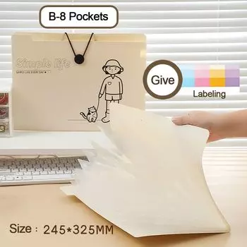 5/8/12 Pockets A4 Paper Storage Bag PP File Organizer Simple A4 File Folder School Office B-8 Pockets