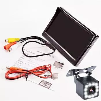 5-дюймовый автомобильный монитор TFT LCD HD цифровой светодиодный ночного видения камера заднего вида для парковки водонепроницаемый с 12 светодиодами камера с динамической траекторией