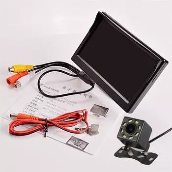5-дюймовый автомобильный монитор TFT LCD HD цифровой + Интеллектуальная динамическая траектория HD 8LED Автомобильная камера заднего вида Светодиодное ночное видение Задний ход Парковка Водонепроницаемый