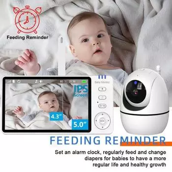 5-дюймовый видеоняня с 4-кратным зумом, камера-няня Bebe Nanny Monitors для матери и ребенка, двухсторонняя аудиосвязь, ночное видение, няня