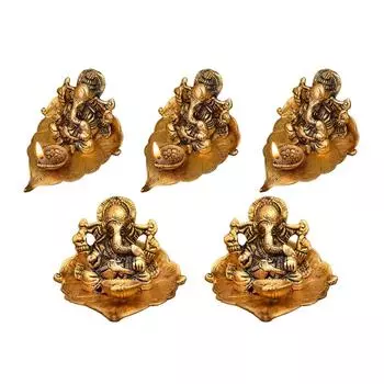 5 Ganesh Diya for Pooja - Diwali Decoration Items, Wedding Anniversary Housewarming Corporate Gift