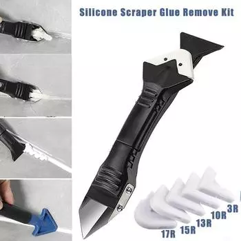 5 In 1 Caulk Remover Tools Kit Grout Removal Tool Sealant Finishing Tool Glue Angle Scraper Tool For Window And Sink Renovations чёрный