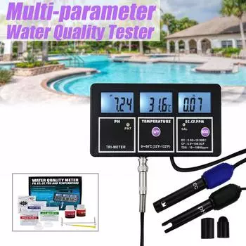5 In 1 Water Quality Tester Multi-parameter PH EC CF TDS(ppm) Temp Meter Aquariums Hydroponics Pool Tank Pond Drinking