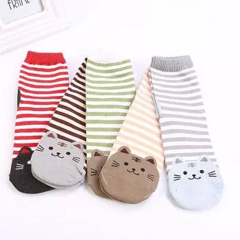 5 Pair Women Girls Animal Cotton Soft Cute Cat Socks