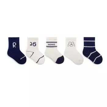 5 Pairs/Lot Cute Striped Baby Socks Cartoon Bear Letter Newborn Middle Tube Sock Spring Autumn Soft Cotton Infant Socks 0-1 years