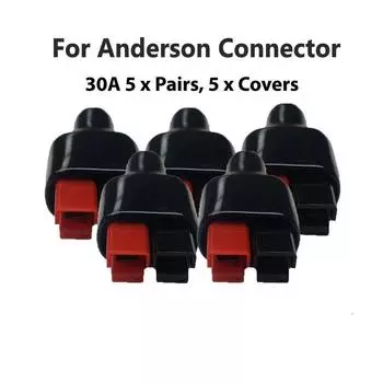 5 пар 30 ампер для разъема Anderson Style и резиновые черные чехлы/рукава, Великобритания