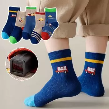 5 пар/комплект милые носки для мальчиков с рисунком весна-осень мягкие хлопковые носки для малышей дышащие удобные детские спортивные носки 0-2 years