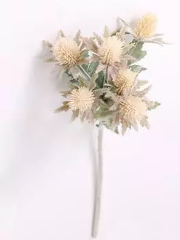 5 Pcs Artificial Flocking Eryngium Artificial Flowers Plastic Fake Plants Home Wedding Office Bedroom Living Room Coffee Table Decoration белый