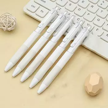 5 Pcs minimalist style 0.5mm push ballpoint pens, gel pens, daily writing pens (black ink)