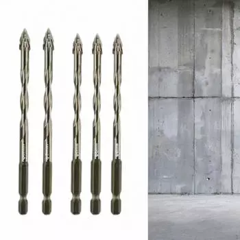 5 Pieces Four Flute Sawtooth Eccentric Drill Bits Home Professional Hexagon Shank for