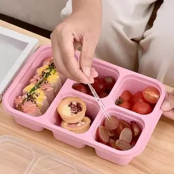 5 решеток Bento Box Портативный контейнер для хранения еды Ланч-бокс Герметичный пищевой контейнер Микроволновая печь Посуда Сумка для ланча для студентов Дети синий