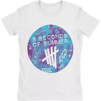 Футболка унисекс с логотипом Scribble Tie Dye от 5 Seconds Of Summer, белая, для подростков S