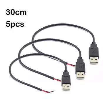 5 шт. 30 см 5 В USB 2.0 2-контактный 2-проводной разъем USB-кабеля с разъемом «папа» для зарядки, удлинительный шнур-адаптер