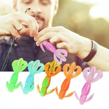 5 шт. 5,5 см/2 г мягкая приманка в виде креветки-бабочки с закрученным хвостом, цветная искусственная приманка для ловли соленой воды, пресноводного окуня, судака, форели, рыболовные принадлежности A