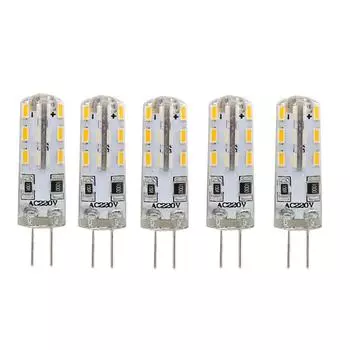 5 шт. AC 220 В 1 Вт G4 светодиодная лампа 24 светодиода SMD 3014 теплый/холодный белый свет эквивалент галогенной лампы 10 Вт 20 Вт для домашней люстры Pack of 5 белый