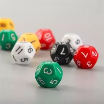 5 шт./компл. D12 цифровые игральные кости 12-сторонние красочные акриловые игральные кости для настольных игр аксессуары образовательные принадлежности набор игровых кубиков чёрный