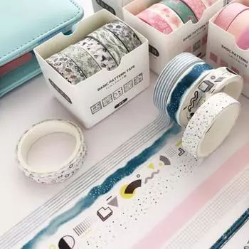 5 шт./компл. лента Washi, милая клейкая сетка, сплошной цвет, базовый стиль, малярная лента для наклеек, скрапбукинга, «сделай сам», фотоальбом, дневник