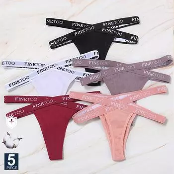 5 шт./компл. M-XL стринги хлопковые женские трусики с перекрестными бретельками Femme Thong сексуальное ажурное нижнее белье с буквенным принтом на талии нижнее белье M&SET