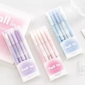 5 шт./кор. Ins Aesthetic Blush Gradient Color Gel Pen Kawaii Girls Stationery 0,5+0,38 мм Black Ink Quick-dr Test Note Writing Pen Pink чёрный