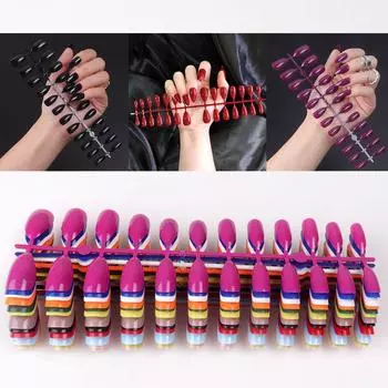 5 шт./кор. Quick Nails DIY каплевидные накладные ногти глянцевые однотонные ногтевые пластины съемные носимые готовые наклейки для ногтей 01