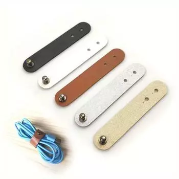 5 шт. кожаный кабель для сматывания кабеля, зарядный кабель, USB-кабель, комплект для хранения, кожаный ремень с регулируемой пряжкой и отверстием 5Pcs чёрный