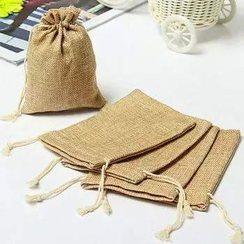 5 шт. льняная подарочная сумка на шнурке, дорожный пакет, косметический кошелек для хранения монет, чехол S жёлтый