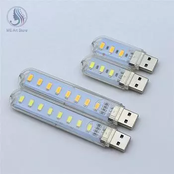 5 шт. мини светодиодный светильник для чтения USB разъем стиль 3/8 светодиодов ночник теплый/белый свет 5 В портативная лампа для ПК ноутбука мобильное питание