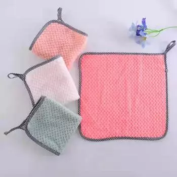 5 шт. Мягкие многоразовые полотенца для посуды, 9,8x9,8 дюймов, тряпки для мытья посуды из кораллового флиса, бытовые впитывающие, нелиняющие салфетки для мытья посуды, двойные