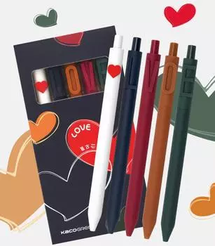 5 шт. набор гелевых ручек Love Alpha Heart, цветные чернила в стиле ретро, шариковая ручка 0,5 мм для письма, офиса, школы