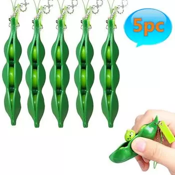 5 шт., набор игрушек для непоседы, декомпрессионные игрушки Edamame, мягкие игрушки для сжимания, горох, фасоль, брелок, милый стресс, игрушка для взрослых, брелок 1pcs