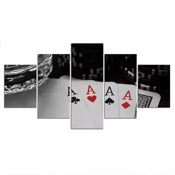 5 шт. Poker Ace Game CasiRed Декор картины настенный плакат HD печать без рамки декор комнаты современный абстрактный 5 шт. искусство 5 панелей 20x35 20x45 20x55cm