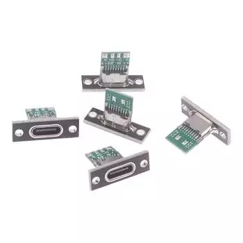 5 шт. разъем USB 3.1 Type C с винтовой фиксирующей пластиной Type-C USB Jack 3.1 Type-C 2Pin 4Pin женский разъем разъем для зарядки порт as the picture
