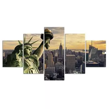 5 шт. Статуя Свободы Нью-Йорк Skyline Холст Картина Настенная картина с принтом картины плакат Декор комнаты Современная абстракция 20x35 20x45 20x55cm