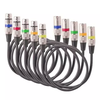 5 шт. XLR-XLR кабель антиэкранирующий мужской-женский 3-контактный удлинительный кабель антипомеховый для микрофонного микшера студии звукозаписи 1m