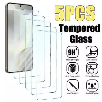 5 шт. закаленное стекло для Samsung S24 Ultra A54 A14 A13 A53 A34 A33 A52 5G S23 Plus S21FE Защитная пленка для экрана на Samsung A52S A32 A22 For Samsung A12 чистый