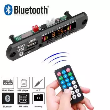 5 В 12 В Беспроводной Bluetooth MP3 WMA декодер плата USB TF FM радио MP3-плеер аудио модуль для автомобиля цветной экран с пультом дистанционного управления