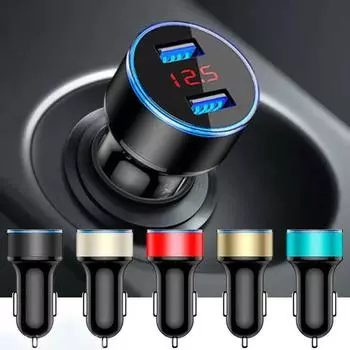 5 В 3,1 А автомобильное зарядное устройство Dual USB QC адаптер прикуривателя светодиодный вольтметр для всех типов мобильных телефонов быстрая зарядка серебряный