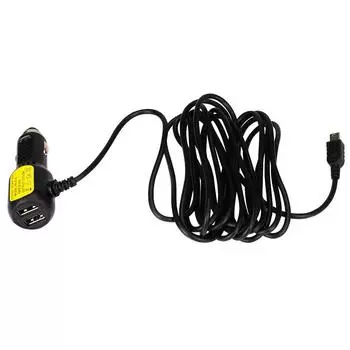 5 В 3,5 А двойной USB прикуриватель автомобильное зарядное устройство 3,5 м кабель питания мини/макро разъем для GPS навигатора видеорегистратора телефона
