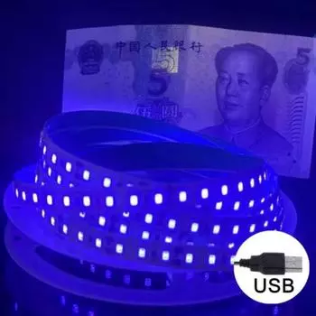5 В гибкая УФ светодиодная лента 2835 SMD USB фиолетовая ультрафиолетовая лента для обнаружения денег домашний рождественский декор подсветка телевизора DC5V-60LEDs&0.5m