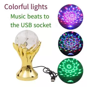 5 В Мини RGB светодиодный хрустальный шар сценический эффект лампочка для вечеринки диско-клуба DJ автоматически вращающийся праздничный атмосферный свет
