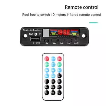 5 В MP3-декодер Плата Bluetooth 5.0 Беспроводной FM-радио MP3-плеер TF USB AUX Аудиодекодер Плата Автомобильный музыкальный проигрыватель Handsfree CHINA