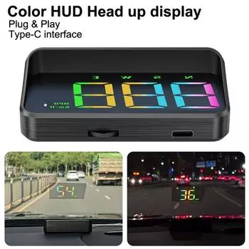 5 В USB цветной дисплей LCD M2S проектор на лобовое стекло автомобиля проекционный дисплей HUD GPS Beidou Dual Data Высокое разрешение измеритель скорости миль/ч км/ч чёрный