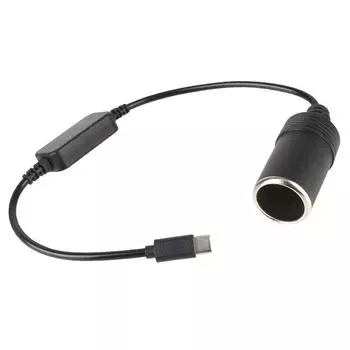 5 В USB на 12 В автомобильные электронные аксессуары гнездо прикуривателя 1 шт. адаптер прикуривателя конвертер тип C мужчина-женщина чёрный