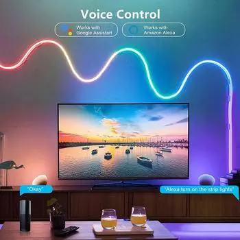 5 В USB Tuya Smart WiFi неоновая светодиодная лента водонепроницаемая RGB неоновая лента работает с Alexa/Google Home для домашнего декора освещения 1m синий