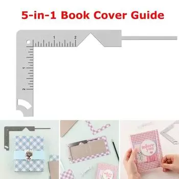 5-в-1 направляющая для обложки книги из нержавеющей стали, металлический переплетный инструмент для маркировки альбома, блокнота, скрапбукинга, линейка One Size серый