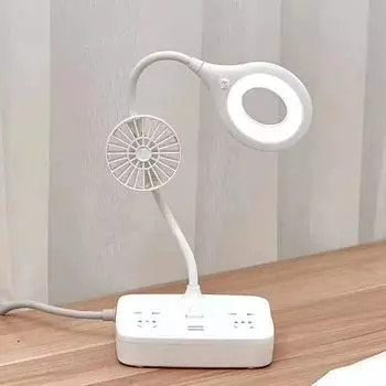 5 в 1 светодиодный вентилятор настольная лампа мини USB зарядное устройство розетка держатель мобильного телефона независимый переключатель белый