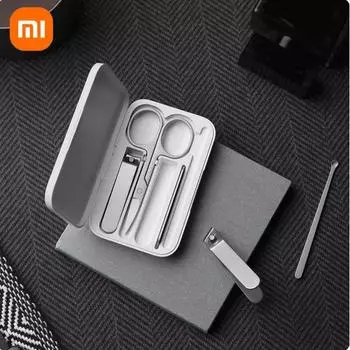 5 в 1 Xiaomi Mijia триммер для ухода за маникюром из нержавеющей стали, портативная пилочка для ногтей с брызгозащищенным корпусом для хранения белый